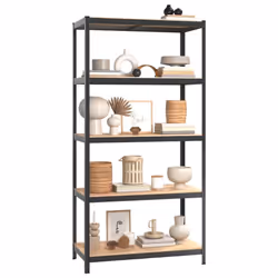 vidaXL 5-Layer Heavy-duty Shelves Storage Shelf Unit Steel and Engineered Wood - grey, 2 piece