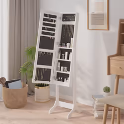 vidaXL Free-Standing Mirror Makeup Mirror Bedroom Full Length Vanity Mirror - white