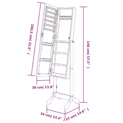 vidaXL Free-Standing Mirror Makeup Mirror Bedroom Full Length Vanity Mirror - white