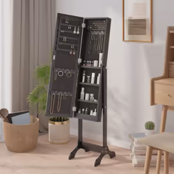 vidaXL Free-Standing Mirror Makeup Mirror Bedroom Full Length Vanity Mirror - black