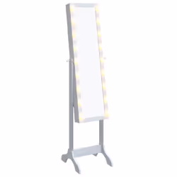 vidaXL Free-Standing Mirror Makeup Mirror with LED Full Length Vanity Mirror - white