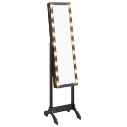 vidaXL Free-Standing Mirror Makeup Mirror with LED Full Length Vanity Mirror - black