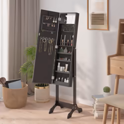 vidaXL Free-Standing Mirror Makeup Mirror with LED Full Length Vanity Mirror - black - Additional view 4