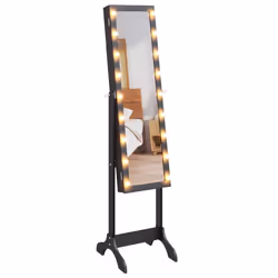 vidaXL Free-Standing Mirror Makeup Mirror with LED Full Length Vanity Mirror - black - Additional view 5