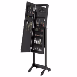 vidaXL Free-Standing Mirror Makeup Mirror with LED Full Length Vanity Mirror - black - Additional view 6