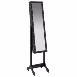 vidaXL Free-Standing Mirror Makeup Mirror with LED Full Length Vanity Mirror - black - Additional view 7