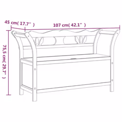 vidaXL Bench 107x45x75.5 cm Solid Wood Fir Hall Bench Seat Chair Multi Colours - grey - Additional view 8
