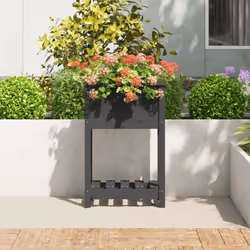 vidaXL Solid Wood Pine Planter with Shelf Plant Raised Bed Multi Colours/Sizes - grey, 54 x 34.5 x 81 cm - Additional view 2