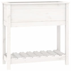 vidaXL Solid Wood Pine Planter with Shelf Plant Raised Bed Multi Colours/Sizes - white, 82.5 x 34.5 x 81 cm