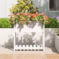 vidaXL Solid Wood Pine Planter with Shelf Plant Raised Bed Multi Colours/Sizes - white, 82.5 x 34.5 x 81 cm - Additional view 2