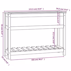 vidaXL Solid Wood Pine Planter with Shelf Plant Raised Bed Multi Colours/Sizes - grey, 111.5 x 34.5 x 81 cm - Additional view 3