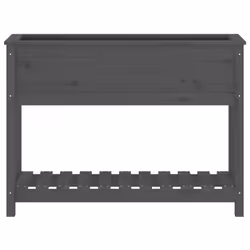 vidaXL Solid Wood Pine Planter with Shelf Plant Raised Bed Multi Colours/Sizes - grey, 111.5 x 34.5 x 81 cm - Additional view 4