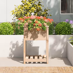 vidaXL Solid Wood Pine Planter with Shelf Plant Raised Bed Multi Colours/Sizes - brown, 54 x 54 x 81 cm - Additional view 2