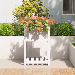 vidaXL Solid Wood Pine Planter with Shelf Plant Raised Bed Multi Colours/Sizes - white, 55 x 54 x 81 cm - Additional view 2