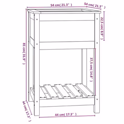 vidaXL Solid Wood Pine Planter with Shelf Plant Raised Bed Multi Colours/Sizes - grey, 56 x 54 x 81 cm