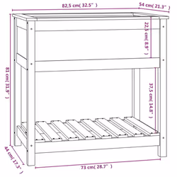 vidaXL Solid Wood Pine Planter with Shelf Plant Raised Bed Multi Colours/Sizes - white, 82.5 x 54 x 81 cm - Additional view 7