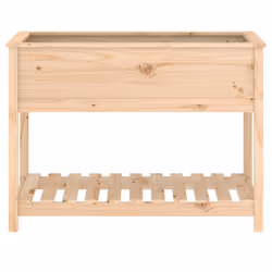 vidaXL Solid Wood Pine Planter with Shelf Plant Raised Bed Multi Colours/Sizes - brown, 111.5 x 54 x 81 cm - Additional view 4