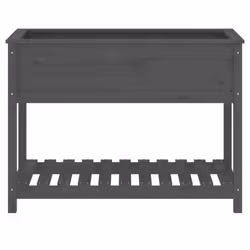 vidaXL Solid Wood Pine Planter with Shelf Plant Raised Bed Multi Colours/Sizes - grey, 111.5 x 54 x 81 cm - Additional view 4
