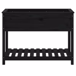 vidaXL Solid Wood Pine Planter with Shelf Plant Raised Bed Multi Colours/Sizes - black, 111.5 x 54 x 81 cm - Additional view 4