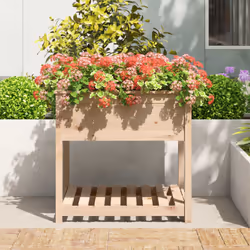 vidaXL Solid Wood Pine Planter with Shelf Plant Raised Bed Multi Colours/Sizes - brown, 82.5 x 82.5 x 81 cm - Additional view 2