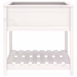 vidaXL Solid Wood Pine Planter with Shelf Plant Raised Bed Multi Colours/Sizes - white, 82.5 x 82.5 x 81 cm - Additional view 4