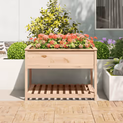 vidaXL Solid Wood Pine Planter with Shelf Plant Raised Bed Multi Colours/Sizes - brown, 111.5 x 111.5 x 81 cm - Additional view 2