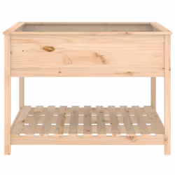 vidaXL Solid Wood Pine Planter with Shelf Plant Raised Bed Multi Colours/Sizes - brown, 111.5 x 111.5 x 81 cm - Additional view 4