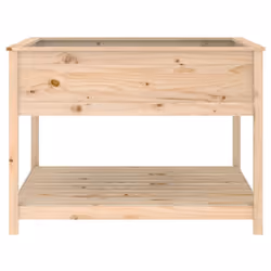 vidaXL Solid Wood Pine Planter with Shelf Plant Raised Bed Multi Colours/Sizes - brown, 111.5 x 111.5 x 81 cm - Additional view 5
