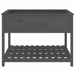 vidaXL Solid Wood Pine Planter with Shelf Plant Raised Bed Multi Colours/Sizes - grey, 111.5 x 111.5 x 81 cm - Additional view 4