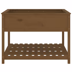 vidaXL Solid Wood Pine Planter with Shelf Plant Raised Bed Multi Colours/Sizes - honey brown, 111.5 x 111.5 x 81 cm - Additional view 4