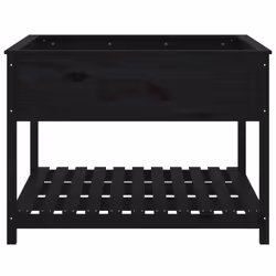 vidaXL Solid Wood Pine Planter with Shelf Plant Raised Bed Multi Colours/Sizes - black, 111.5 x 111.5 x 81 cm - Additional view 4
