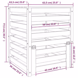 vidaXL Composter Solid Wood Pine Multi Colours 63.5x63.5x77.5/82.5x82.5x99.5cm - natural pine, 63.5 x 63.5 x 77.5 cm - Additional view 3