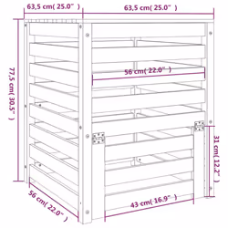 vidaXL Composter Solid Wood Pine Multi Colours 63.5x63.5x77.5/82.5x82.5x99.5cm - white pine, 63.5 x 63.5 x 77.5 cm - Additional view 3