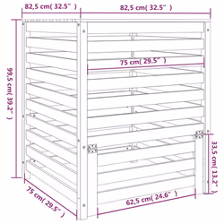 vidaXL Composter Solid Wood Pine Multi Colours 63.5x63.5x77.5/82.5x82.5x99.5cm - white pine - Additional view 3