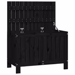 vidaXL Garden Storage Box Outdoor Storage Box Tool Shed Patio Solid Wood Pine - black pine, 76 x 42.5 x 54 cm