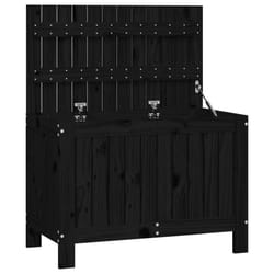 vidaXL Garden Storage Box Outdoor Storage Box Tool Shed Patio Solid Wood Pine - black pine, 76 x 42.5 x 54 cm