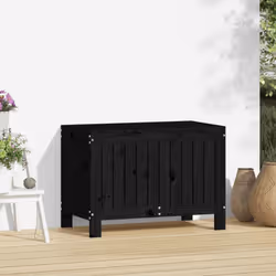vidaXL Garden Storage Box Outdoor Storage Box Tool Shed Patio Solid Wood Pine - black pine, 76 x 42.5 x 54 cm