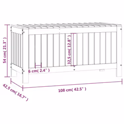 vidaXL Garden Storage Box Outdoor Storage Box Tool Shed Patio Solid Wood Pine - white pine, 108 x 42.5 x 54 cm
