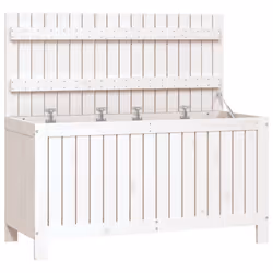 vidaXL Garden Storage Box Outdoor Storage Box Tool Shed Patio Solid Wood Pine - white pine, 115 x 49 x 60 cm