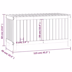 vidaXL Garden Storage Box Outdoor Storage Box Tool Shed Patio Solid Wood Pine - white pine, 115 x 49 x 60 cm