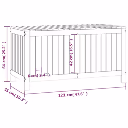 vidaXL Garden Storage Box Outdoor Storage Box Tool Shed Patio Solid Wood Pine - white pine, 121 x 55 x 64 cm - Additional view 9