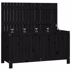 vidaXL Garden Storage Box Outdoor Storage Box Tool Shed Patio Solid Wood Pine - black pine, 121 x 55 x 64 cm