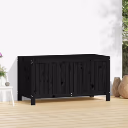 vidaXL Garden Storage Box Outdoor Storage Box Tool Shed Patio Solid Wood Pine - black pine, 121 x 55 x 64 cm