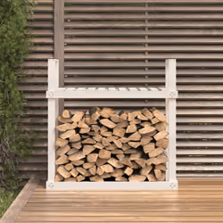 vidaXL Solid Wood Pine Firewood Rack Log Store Wood Shed Holder Multi Colours - white