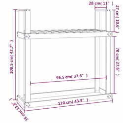 vidaXL Solid Wood Pine Firewood Rack Log Store Wood Shed Holder Multi Colours - grey - Additional view 7