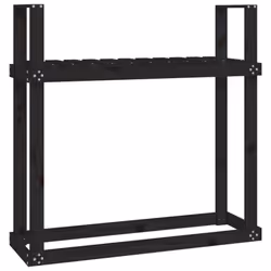 vidaXL Solid Wood Pine Firewood Rack Log Store Wood Shed Holder Multi Colours - black