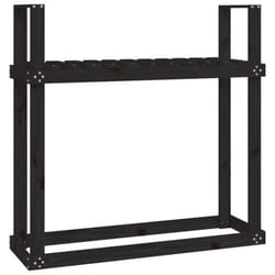 vidaXL Solid Wood Pine Firewood Rack Log Store Wood Shed Holder Multi Colours - black