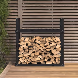 vidaXL Solid Wood Pine Firewood Rack Log Store Wood Shed Holder Multi Colours - black