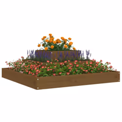 vidaXL Solid Wood Pine Planter Raised Bed Multi Colours 110x110x27/80x80x27 cm - honey brown pine, 80 x 80 x 27 cm