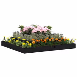 vidaXL Solid Wood Pine Planter Raised Bed Multi Colours 110x110x27/80x80x27 cm - black, 110 x 110 x 27 cm
